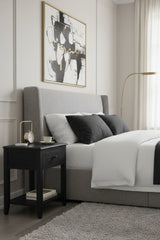 Modern European furniture - Antique Black 1-Drawer Nightstand - www.oroa.com