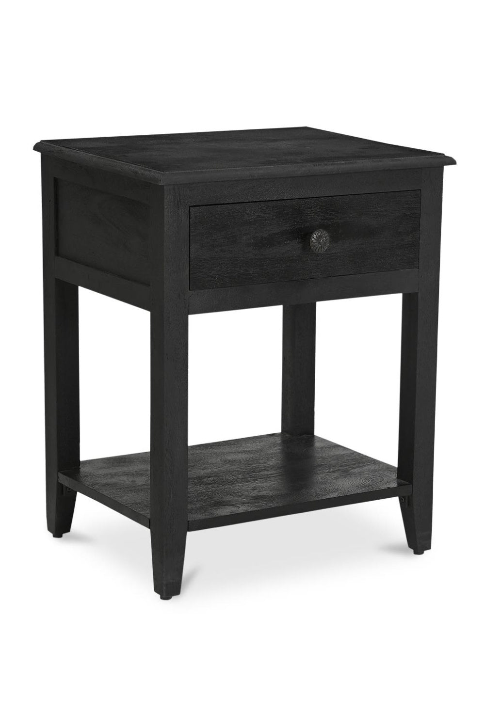 Modern European furniture - Antique Black 1-Drawer Nightstand - www.oroa.com