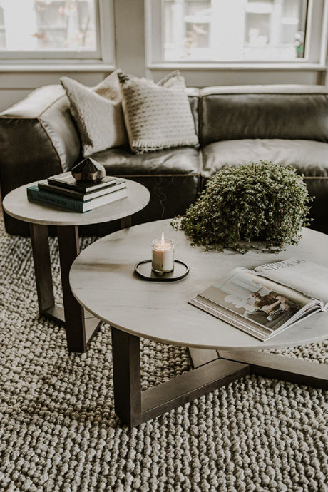 Modern European furniture - Gray Marble Side Table - www.oroa.com