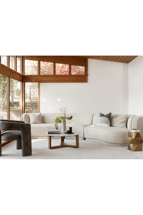 Modern European furniture - Wooden Base Marble Coffee Table - www.oroa.com