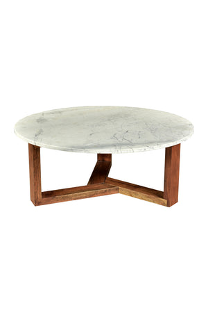 Wooden Base Marble Coffee Table | Novi Living Jinxx