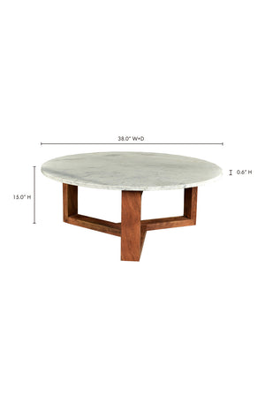 Wooden Base Marble Coffee Table | Novi Living Jinxx