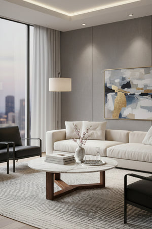 Wooden Base Marble Coffee Table | Novi Living Jinxx