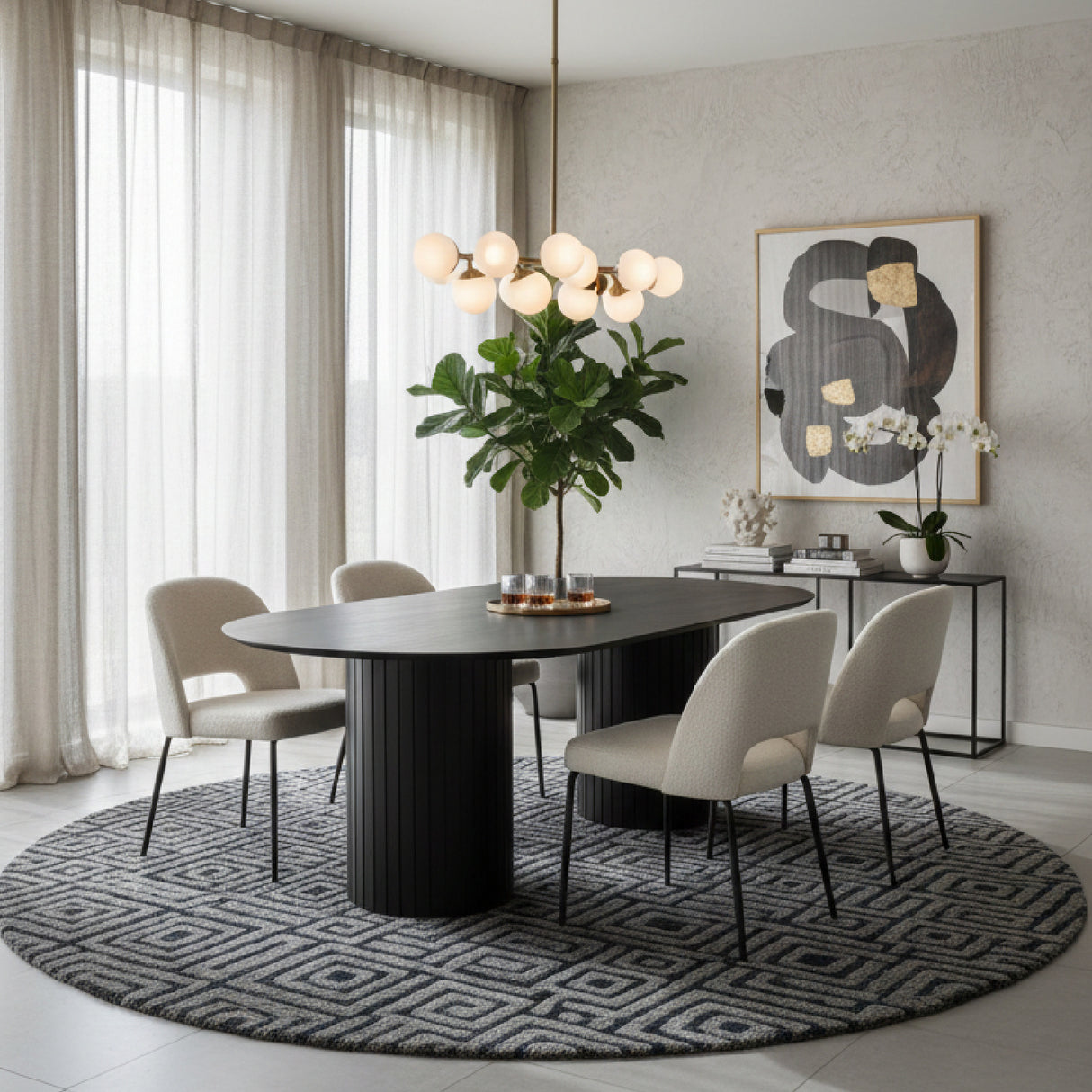 Modern European furniture - Black Acacia Wood Dining Table - www.oroa.com