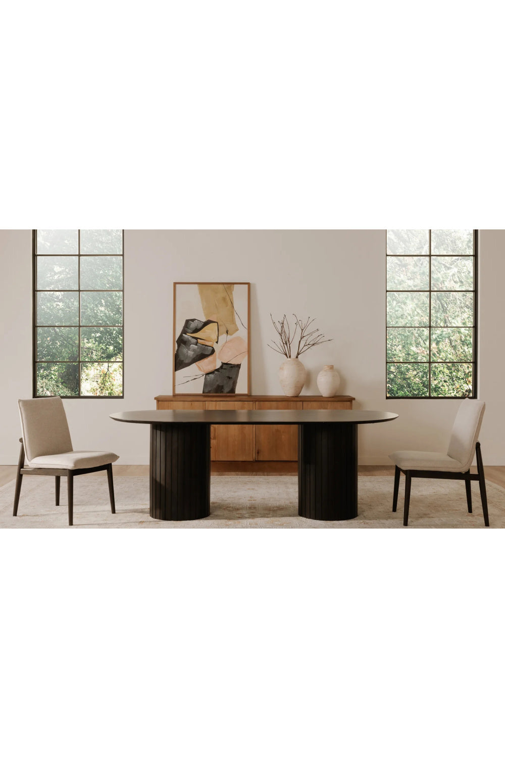 Modern European furniture - Black Acacia Wood Dining Table - www.oroa.com