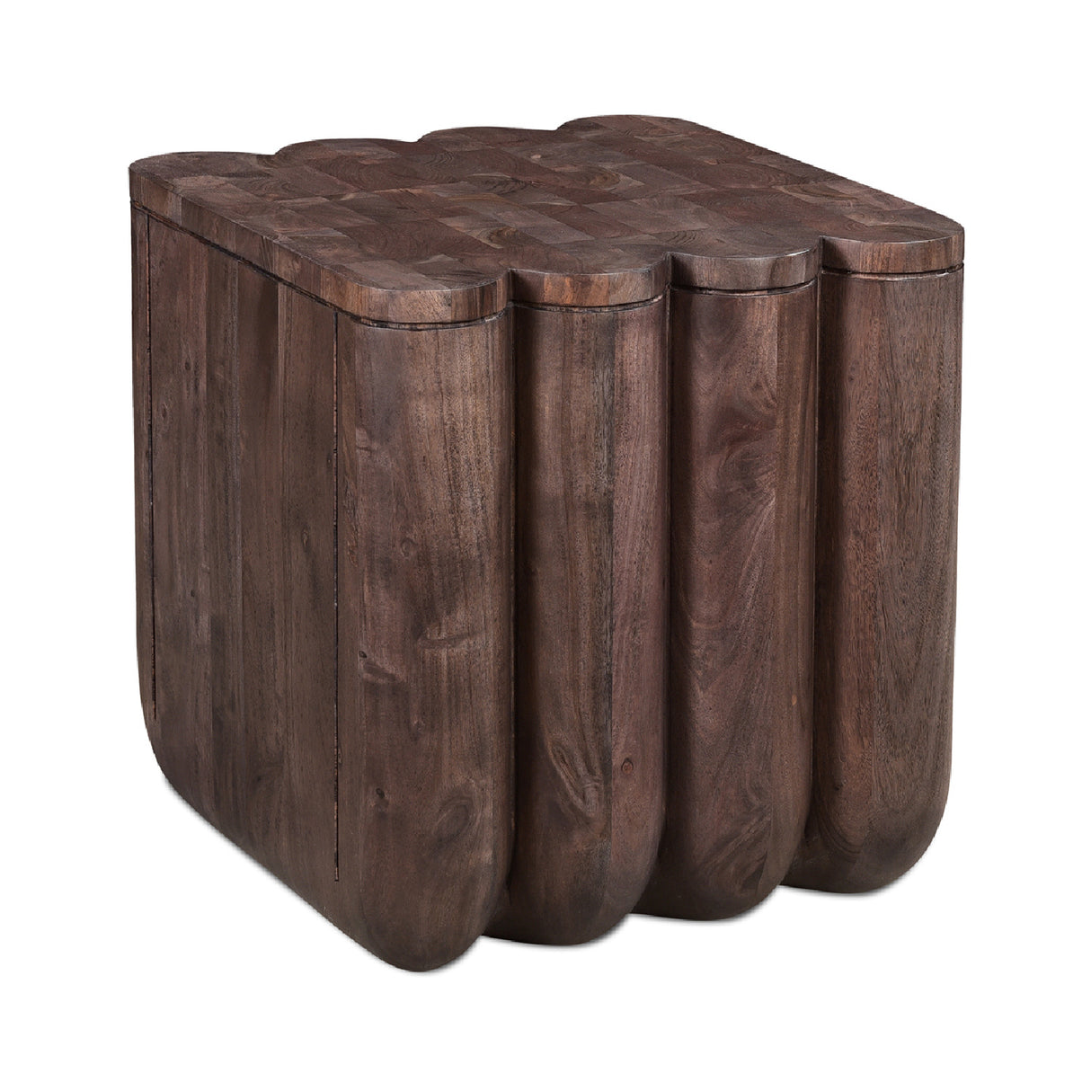 Modern European furniture - Scalloped Brown Acacia Accent Table - www.oroa.com