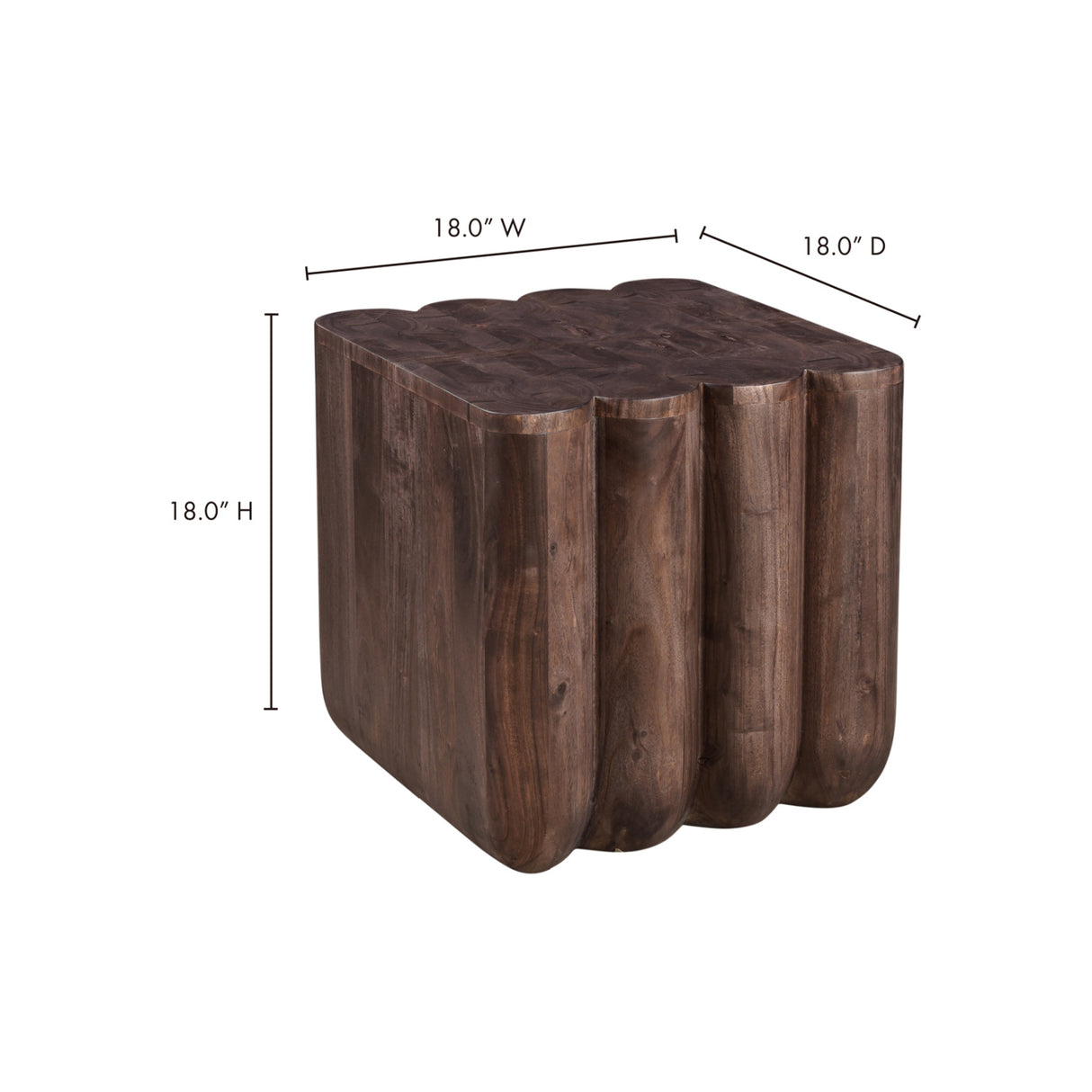 Modern European furniture - Scalloped Brown Acacia Accent Table - www.oroa.com