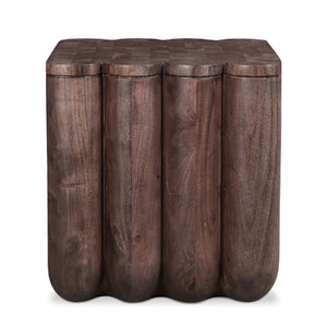 Modern European furniture - Scalloped Brown Acacia Accent Table - www.oroa.com