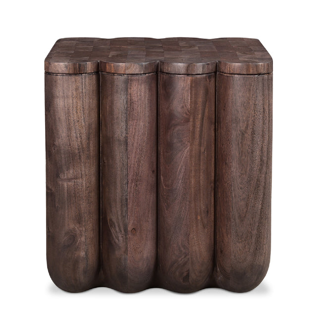 Modern European furniture - Scalloped Brown Acacia Accent Table - www.oroa.com