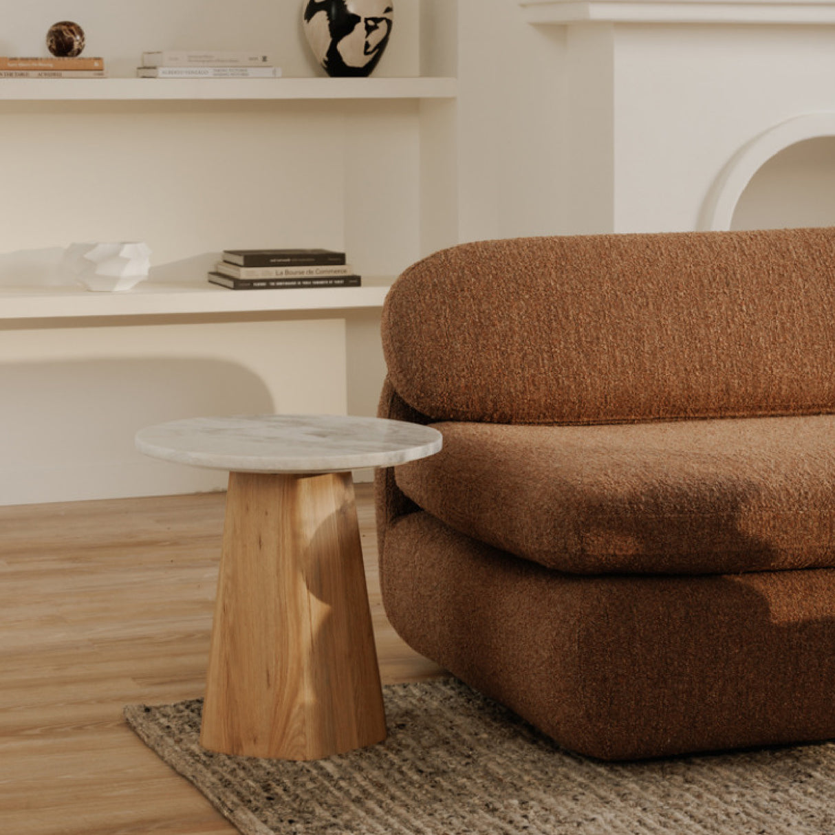 Modern European furniture - Round Gray Marble Accent Table - www.oroa.com