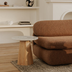 Modern European furniture - Round Gray Marble Accent Table - www.oroa.com