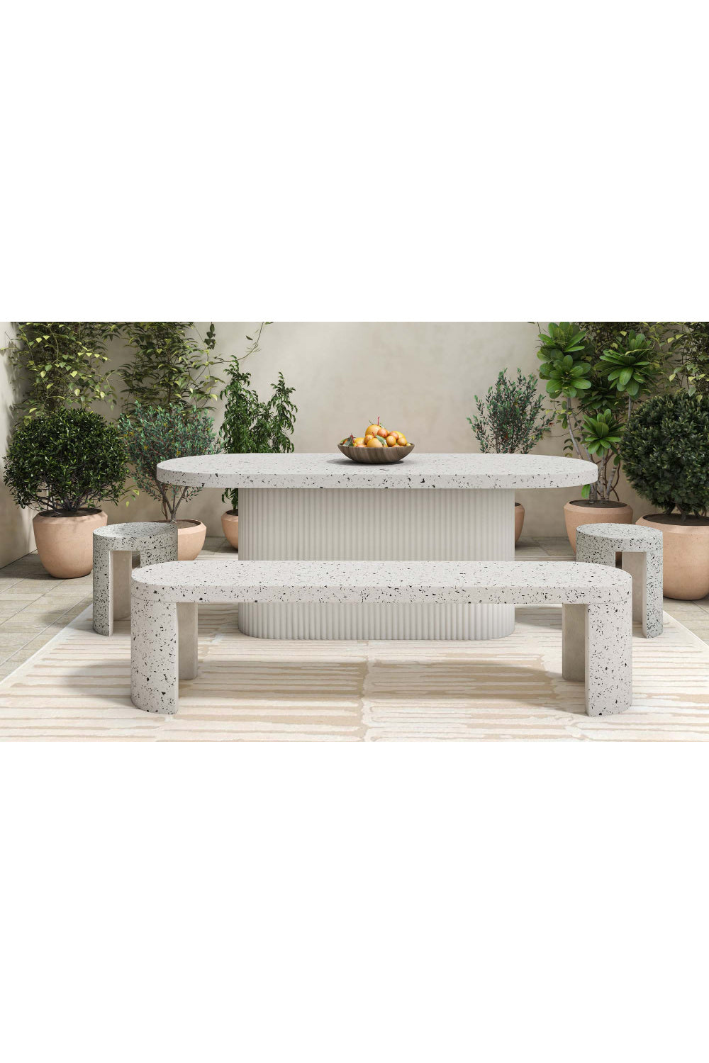 Modern European furniture - White Terrazzo Outdoor Dining Table - www.oroa.com