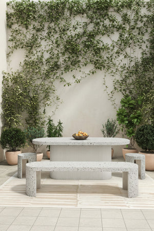 Modern European furniture - White Terrazzo Outdoor Stool - www.oroa.com