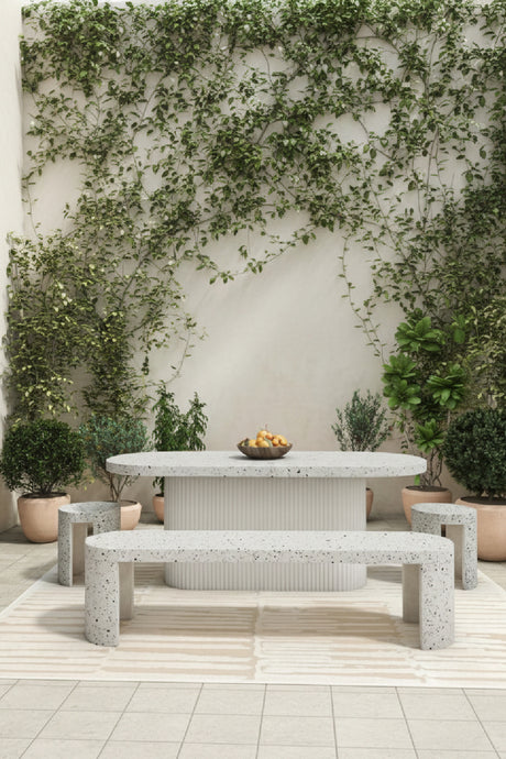 White Terrazzo Outdoor Stool | Novi Living Lyon | Oroa.com