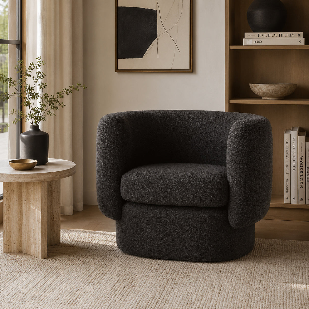 Modern European furniture - Fabric Curved Occasional Chair - www.oroa.com