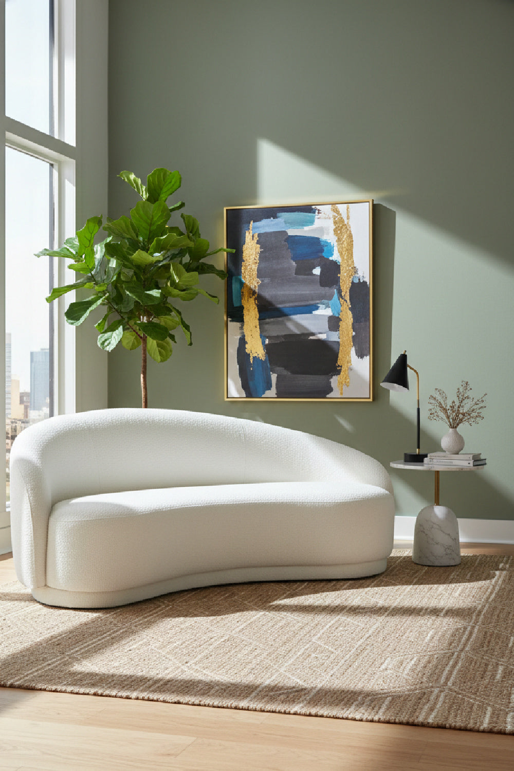 Curved Cream Boucle Sofa | Novi Living Excelsior  | Oroa.com