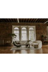 Modern European furniture - Curved Cream Boucle Sofa - www.oroa.com