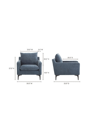 Blue Angled-Back Lounge Chair | Novi Living Paris | Oroa.com