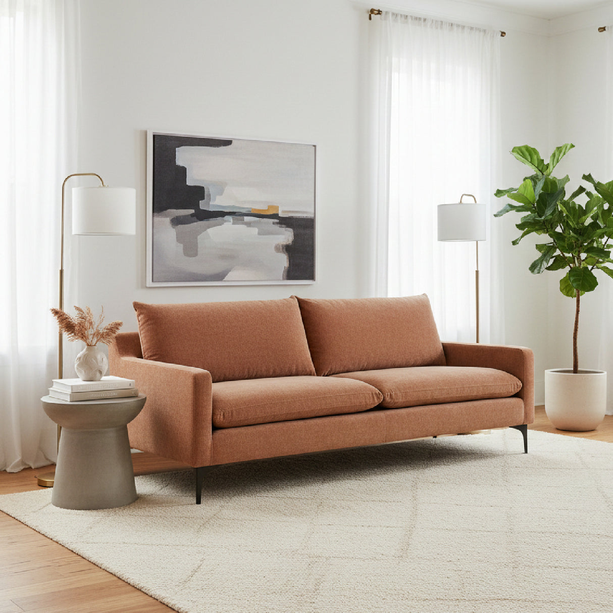 Angled Back Minimalist Sofa | Novi Living Paris