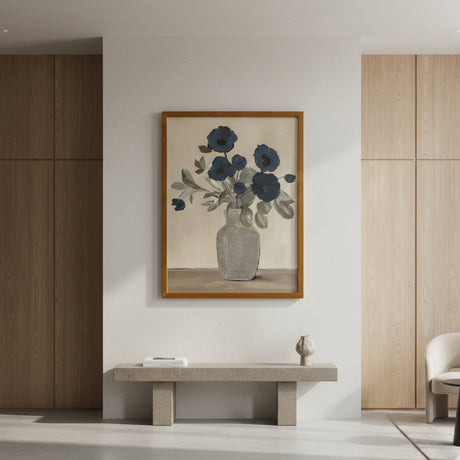 Modern European furniture - Blue Flowers Framed Painting - www.oroa.com