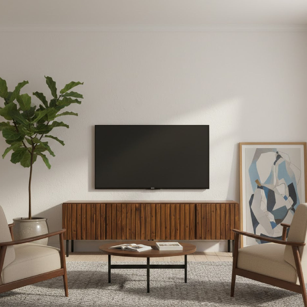 Modern European furniture - Solid Acacia 4-Door Media Cabinet - www.oroa.com