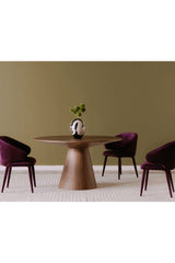 Modern European furniture - Round Oak Veneer Dining Table - www.oroa.com
