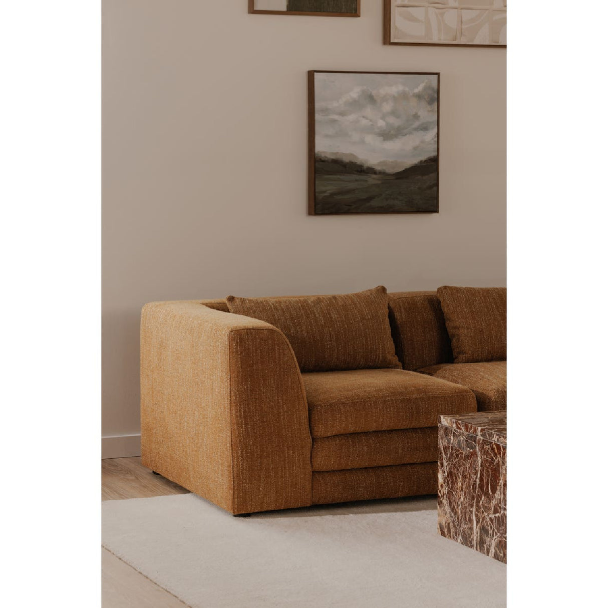 Modern or European furniture - Brown Fabric Corner Chair - www.oroa.com