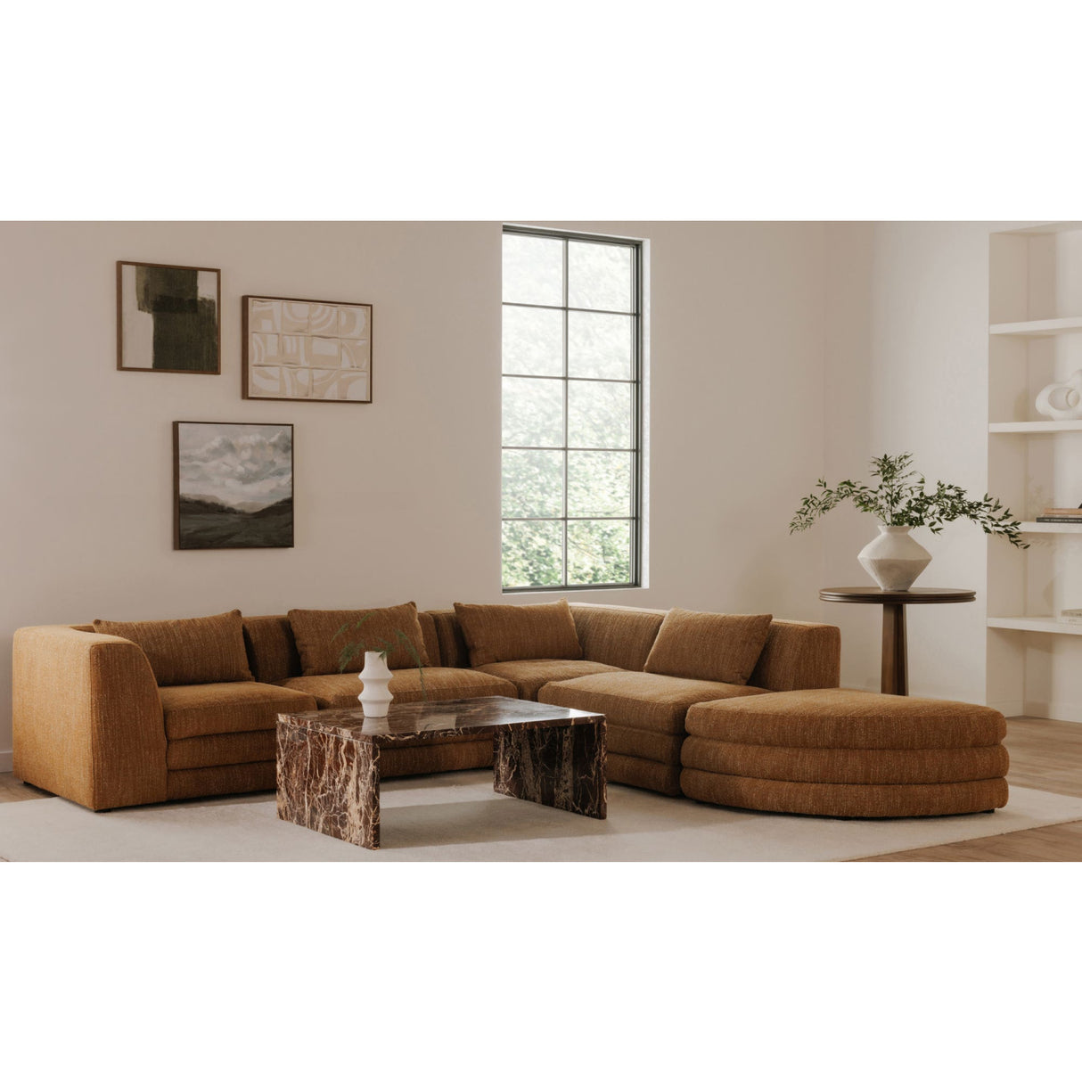 Modern or European furniture - Brown Fabric Corner Chair - www.oroa.com