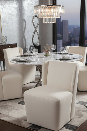 Modern European furniture - Upholstered Rolling Dining Chair - www.oroa.com