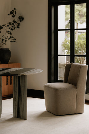 Modern European furniture - Upholstered Rolling Dining Chair - www.oroa.com