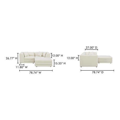 Modern European furniture - White Modular Chair With Ottoman - www.oroa.com