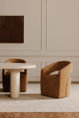 Modern European furniture - Brown Open-Back Rolling Dining Chair - www.oroa.com
