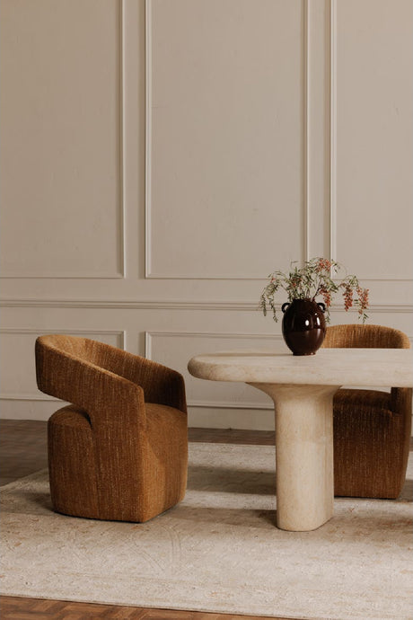 Modern European furniture - Brown Open-Back Rolling Dining Chair - www.oroa.com