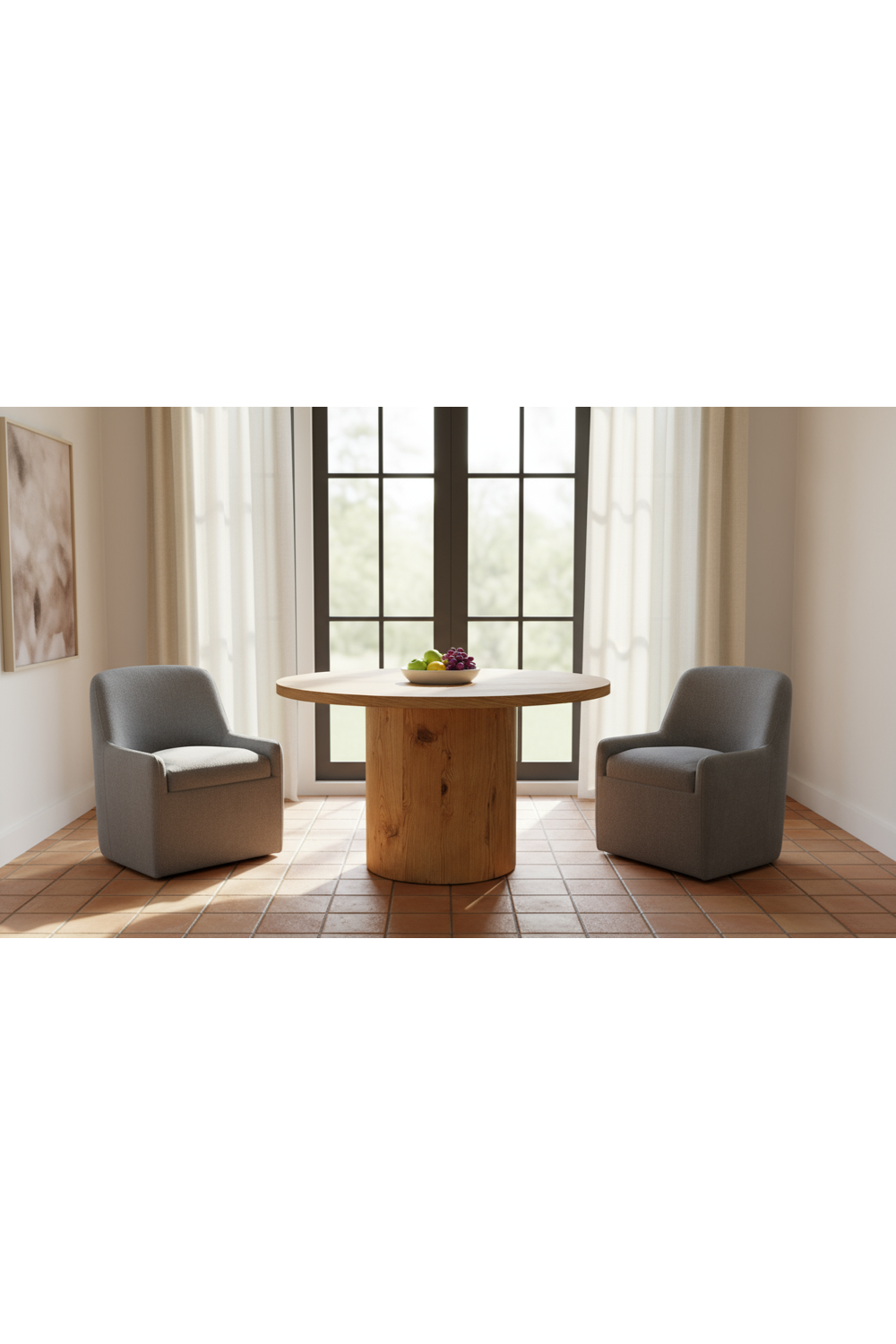 Upholstered Rolling Dining Chair | Novi Living Sandy | Oroa.com