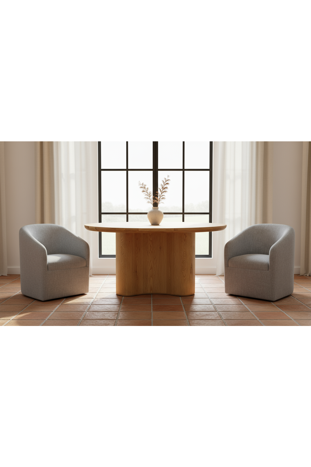 Upholstered Rolling Dining Chair | Novi Living Sandy | Oroa.com