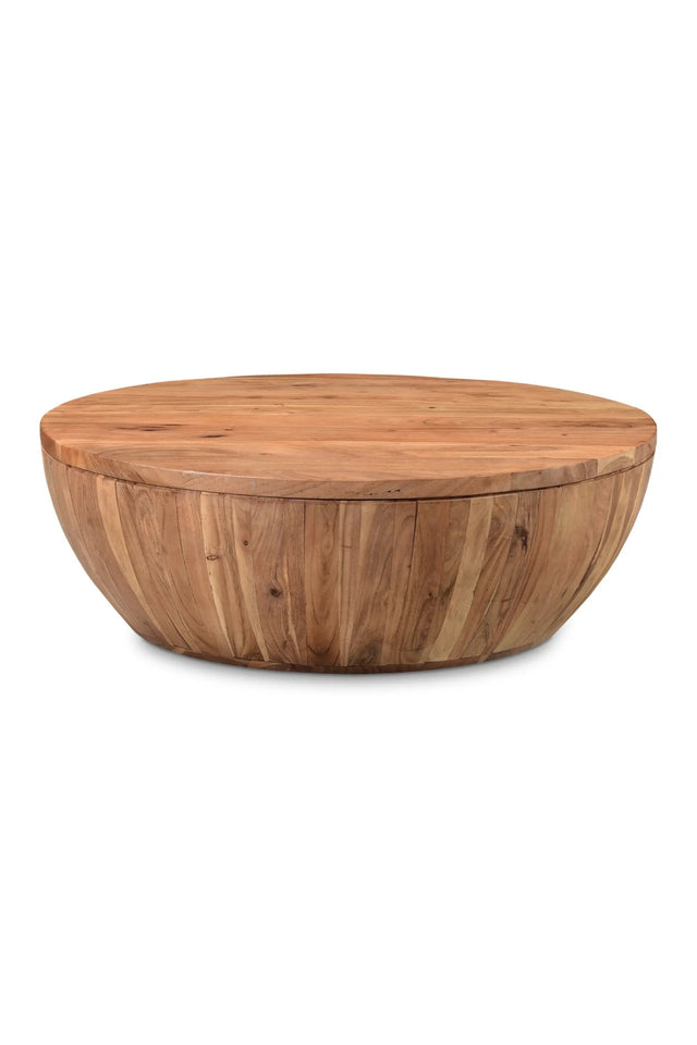 Modern European furniture - Round Acacia Storage Coffee Table - www.oroa.com