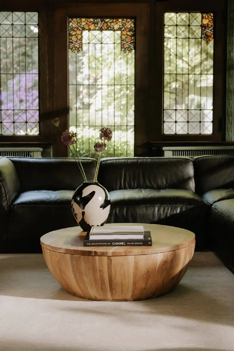 Round Acacia Storage Coffee Table | Novi Living Eske | Oroa.com