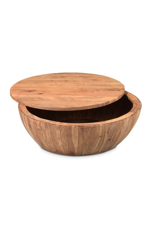 Modern European furniture - Round Acacia Storage Coffee Table - www.oroa.com