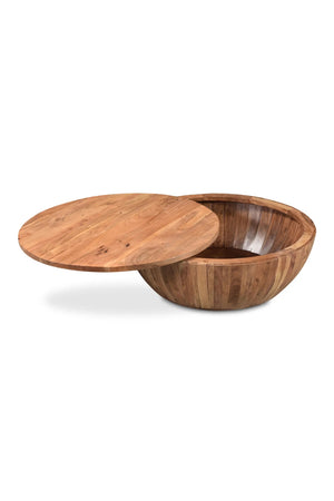 Modern European furniture - Round Acacia Storage Coffee Table - www.oroa.com