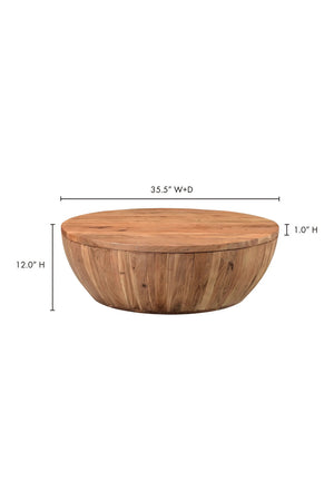 Modern European furniture - Round Acacia Storage Coffee Table - www.oroa.com