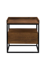 Modern European furniture - Brown Acacia 1-Drawer Side Table - www.oroa.com