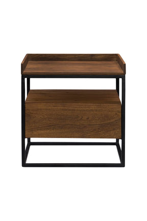 Modern European furniture - Brown Acacia 1-Drawer Side Table - www.oroa.com