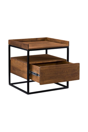 Modern European furniture - Brown Acacia 1-Drawer Side Table - www.oroa.com