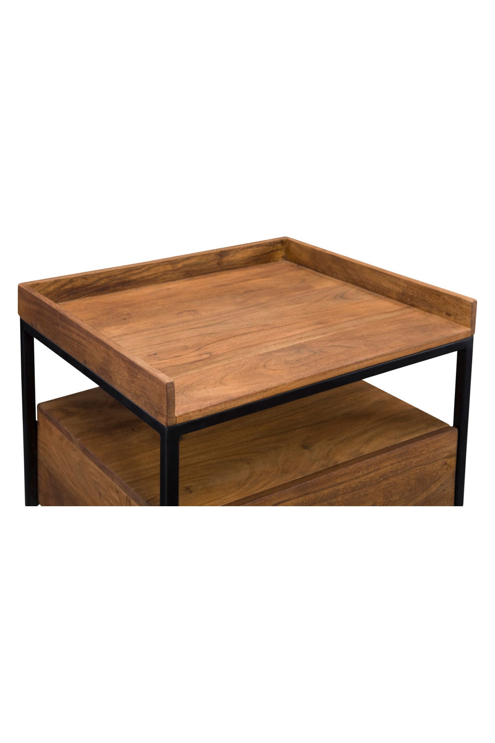 Modern European furniture - Brown Acacia 1-Drawer Side Table - www.oroa.com