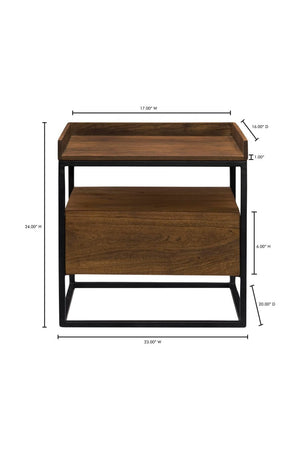 Modern European furniture - Brown Acacia 1-Drawer Side Table - www.oroa.com