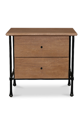 Modern European furniture - Wire-Brushed Acacia 2-Drawer Nightstand - www.oroa.com