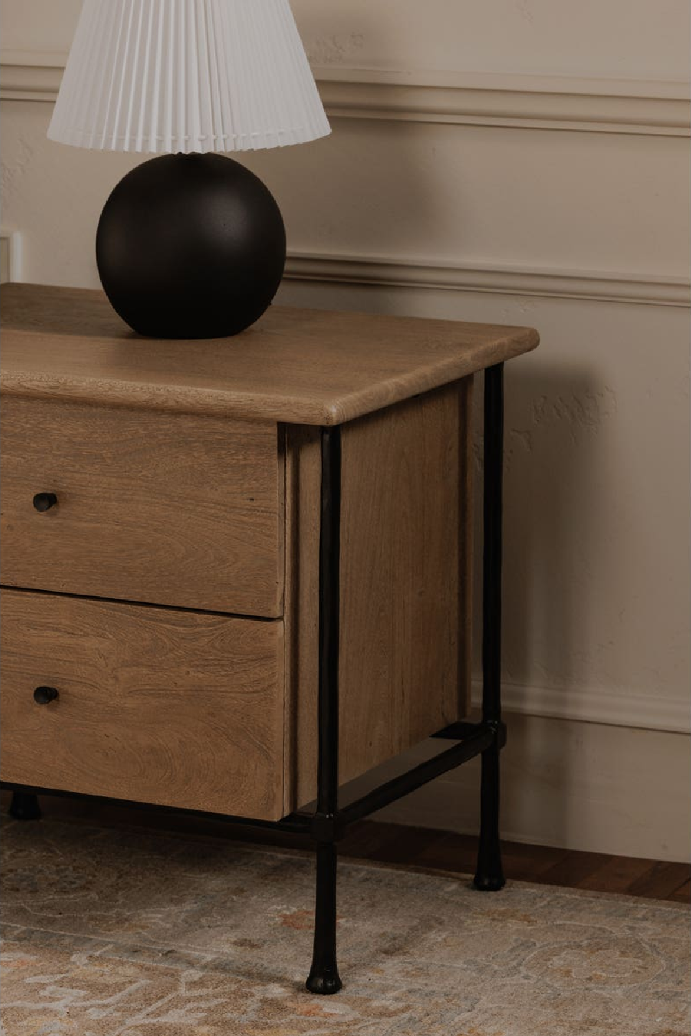 Wire-Brushed Acacia 2-Drawer Nightstand | Novi Living Rene | Oroa.com