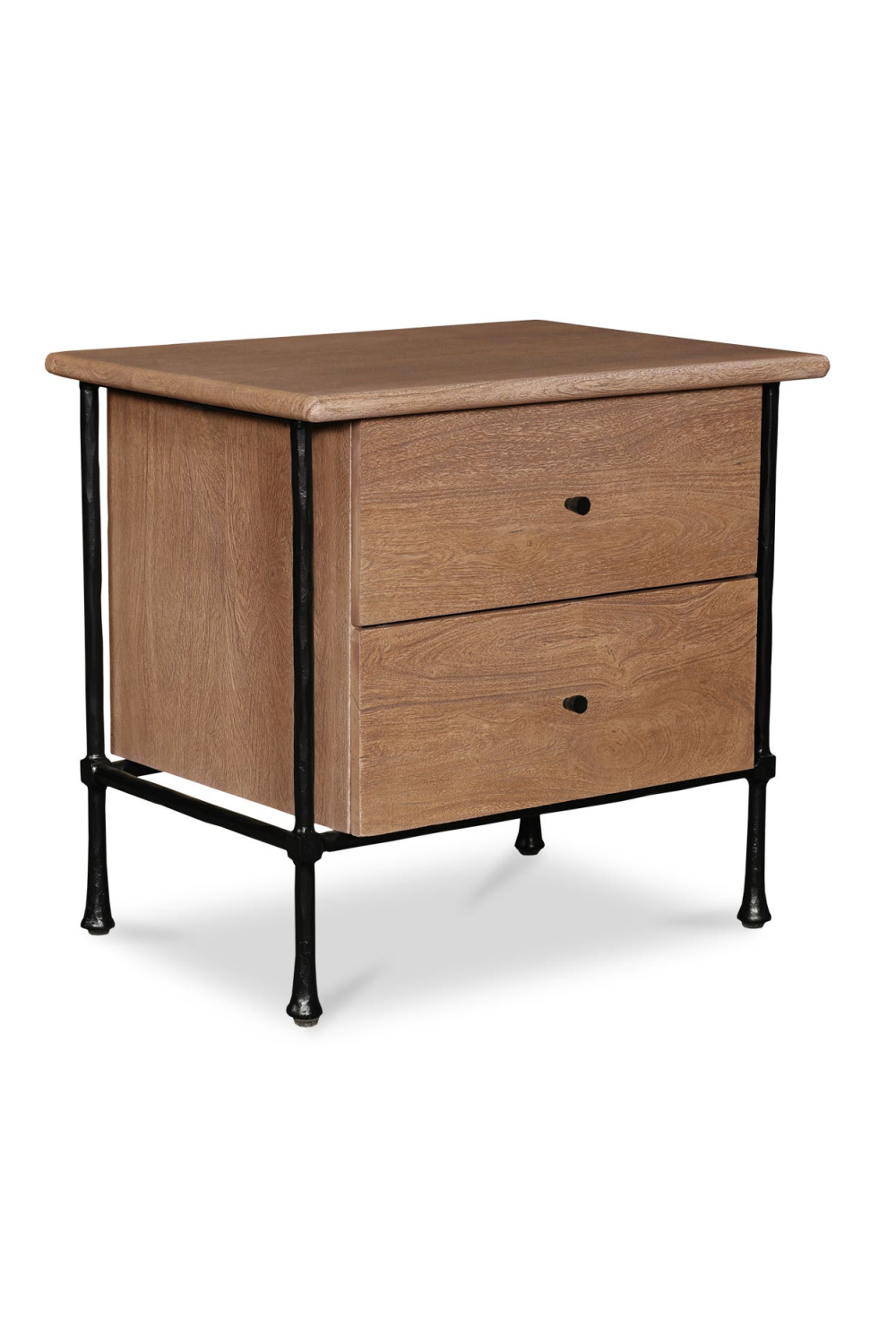 Wire-Brushed Acacia 2-Drawer Nightstand | Novi Living Rene | Oroa.com