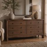 Modern or European furniture - Brown Acacia 6-Drawer Dresser - www.oroa.com