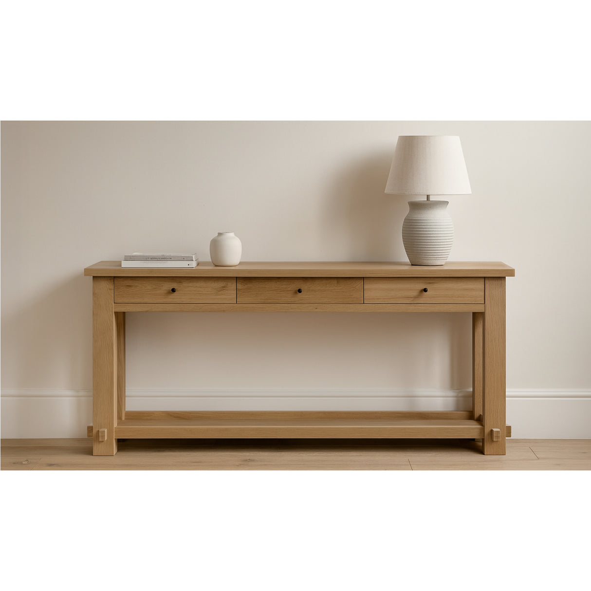 Modern or European furniture - Natural Oak 3-Drawer Console Table - www.oroa.com